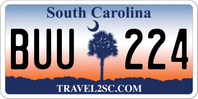 SC license plate BUU224