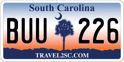 SC license plate BUU226