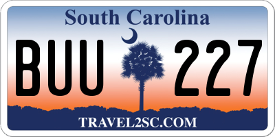 SC license plate BUU227