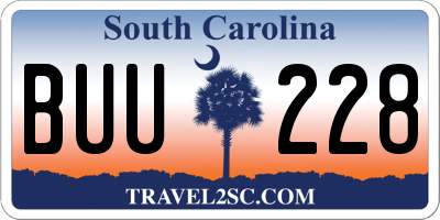 SC license plate BUU228
