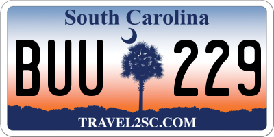 SC license plate BUU229