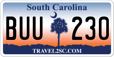 SC license plate BUU230