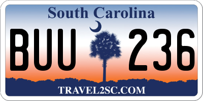 SC license plate BUU236
