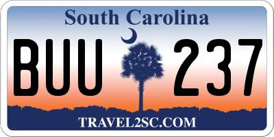 SC license plate BUU237