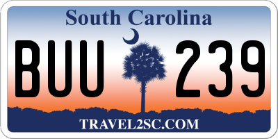 SC license plate BUU239