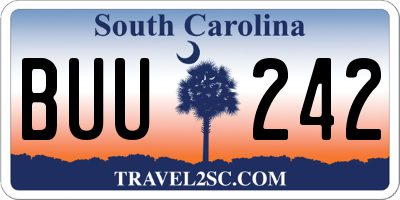 SC license plate BUU242