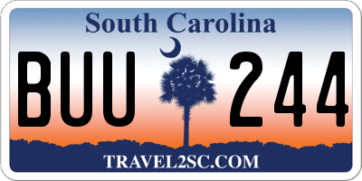 SC license plate BUU244