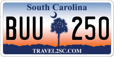 SC license plate BUU250