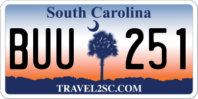 SC license plate BUU251