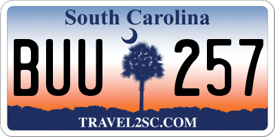 SC license plate BUU257
