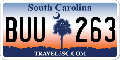 SC license plate BUU263