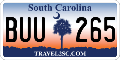 SC license plate BUU265
