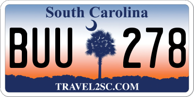 SC license plate BUU278