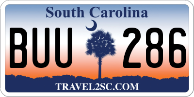SC license plate BUU286