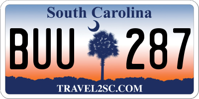 SC license plate BUU287