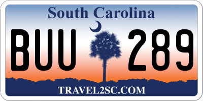 SC license plate BUU289