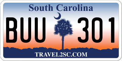 SC license plate BUU301