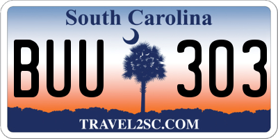 SC license plate BUU303