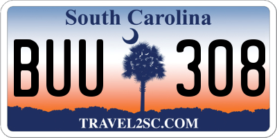 SC license plate BUU308