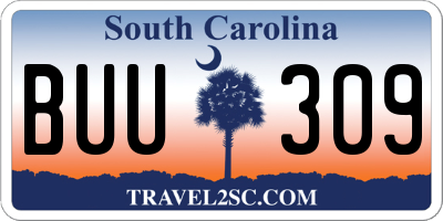 SC license plate BUU309