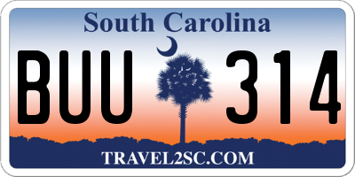 SC license plate BUU314