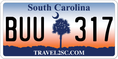SC license plate BUU317