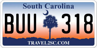 SC license plate BUU318
