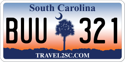 SC license plate BUU321