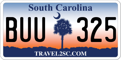 SC license plate BUU325
