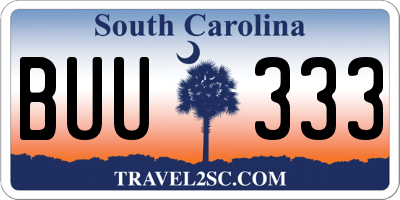 SC license plate BUU333