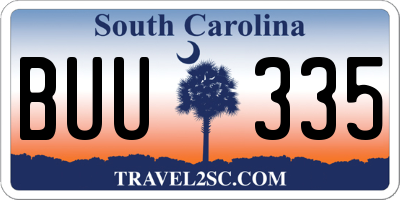 SC license plate BUU335