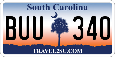 SC license plate BUU340