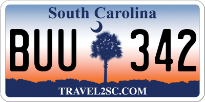 SC license plate BUU342