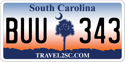 SC license plate BUU343