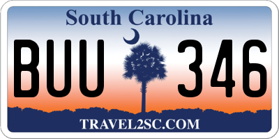 SC license plate BUU346