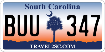 SC license plate BUU347