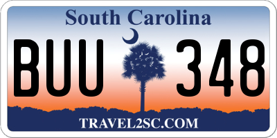 SC license plate BUU348
