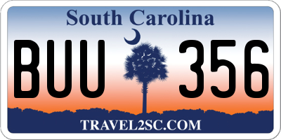 SC license plate BUU356