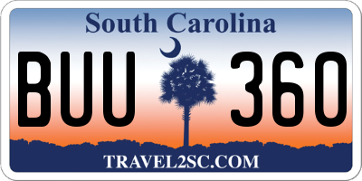 SC license plate BUU360