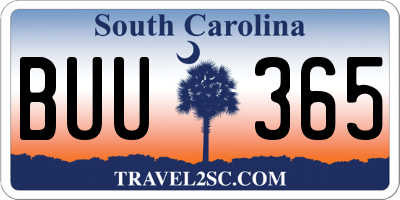 SC license plate BUU365
