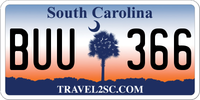 SC license plate BUU366