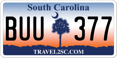 SC license plate BUU377