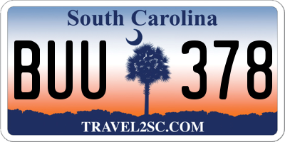 SC license plate BUU378