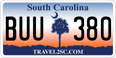SC license plate BUU380