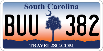 SC license plate BUU382
