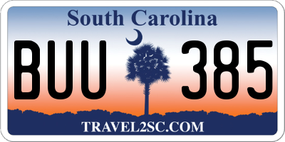 SC license plate BUU385