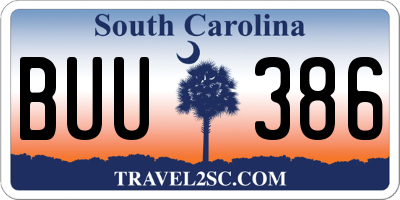 SC license plate BUU386