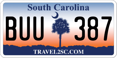 SC license plate BUU387
