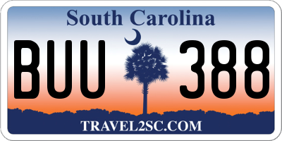 SC license plate BUU388