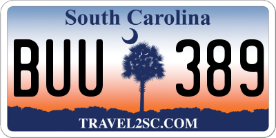 SC license plate BUU389